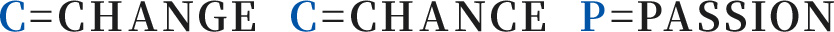 C=CHANGE  C=CHANCE  P=PASSION